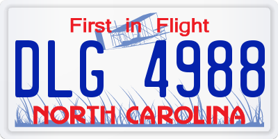 NC license plate DLG4988