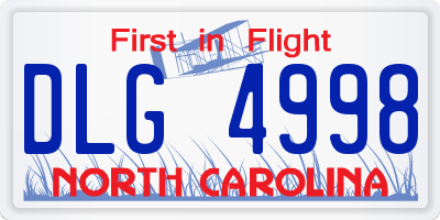 NC license plate DLG4998