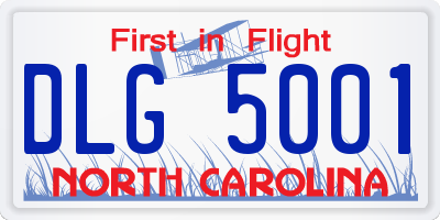 NC license plate DLG5001