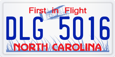 NC license plate DLG5016
