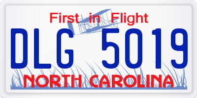 NC license plate DLG5019