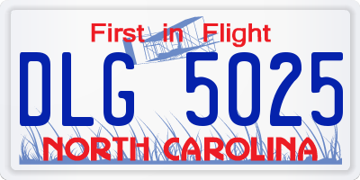 NC license plate DLG5025