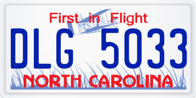 NC license plate DLG5033