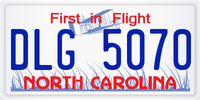 NC license plate DLG5070