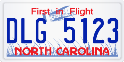 NC license plate DLG5123