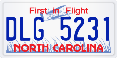 NC license plate DLG5231
