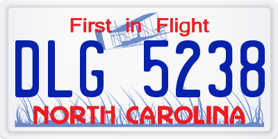 NC license plate DLG5238