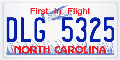 NC license plate DLG5325
