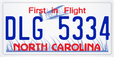 NC license plate DLG5334