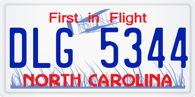 NC license plate DLG5344