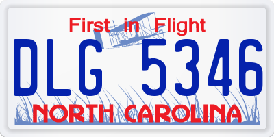 NC license plate DLG5346