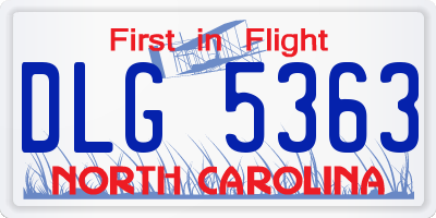 NC license plate DLG5363