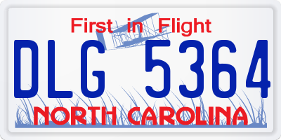 NC license plate DLG5364
