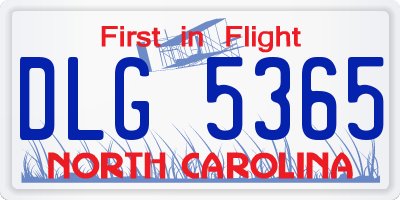NC license plate DLG5365