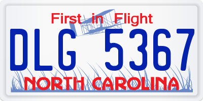 NC license plate DLG5367