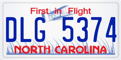 NC license plate DLG5374