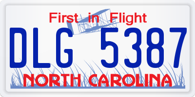 NC license plate DLG5387