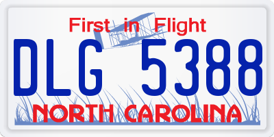 NC license plate DLG5388