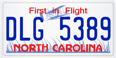NC license plate DLG5389