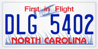 NC license plate DLG5402