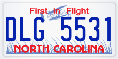 NC license plate DLG5531