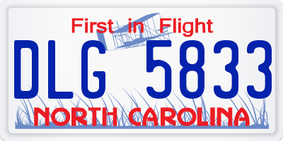 NC license plate DLG5833