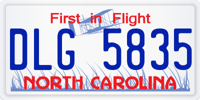 NC license plate DLG5835