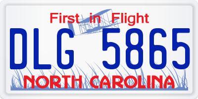 NC license plate DLG5865