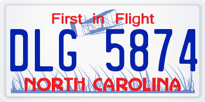 NC license plate DLG5874
