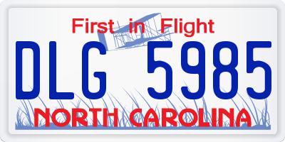 NC license plate DLG5985