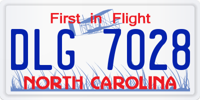 NC license plate DLG7028