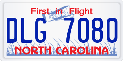 NC license plate DLG7080