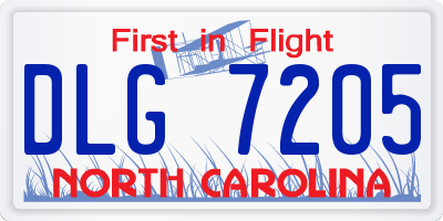 NC license plate DLG7205