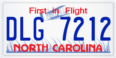 NC license plate DLG7212