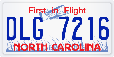 NC license plate DLG7216