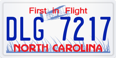 NC license plate DLG7217