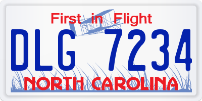 NC license plate DLG7234