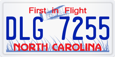 NC license plate DLG7255