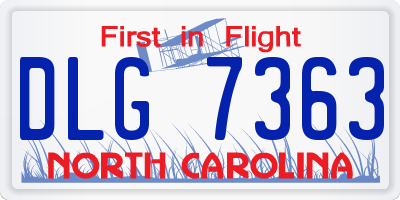 NC license plate DLG7363