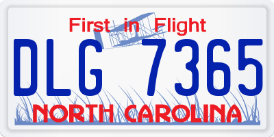 NC license plate DLG7365