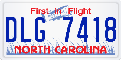 NC license plate DLG7418