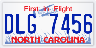 NC license plate DLG7456