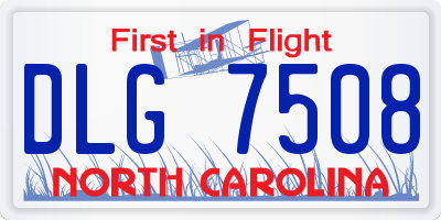 NC license plate DLG7508