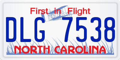 NC license plate DLG7538