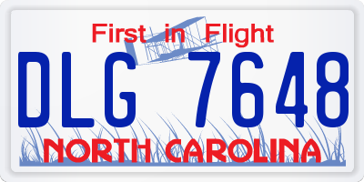 NC license plate DLG7648