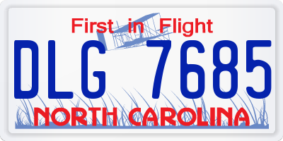 NC license plate DLG7685