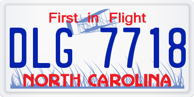 NC license plate DLG7718