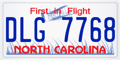 NC license plate DLG7768