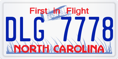 NC license plate DLG7778