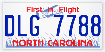 NC license plate DLG7788